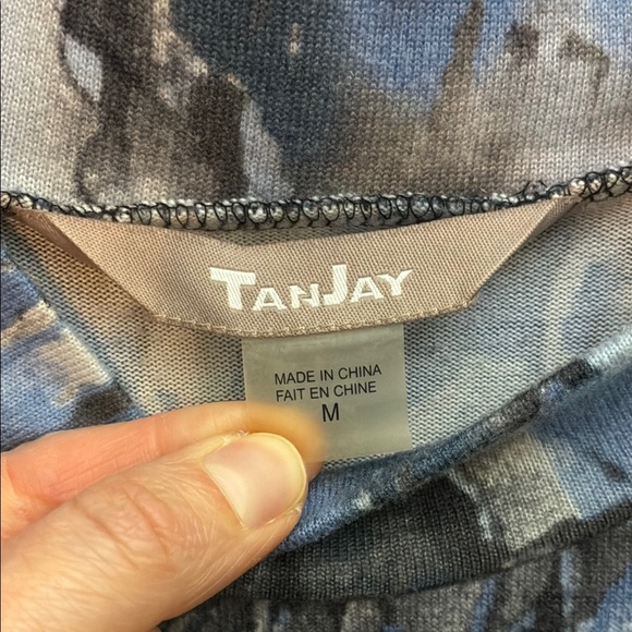 TanJay Blue and Black Crew Neck Sweater with Abstract Pattern - Picture 2 of 12